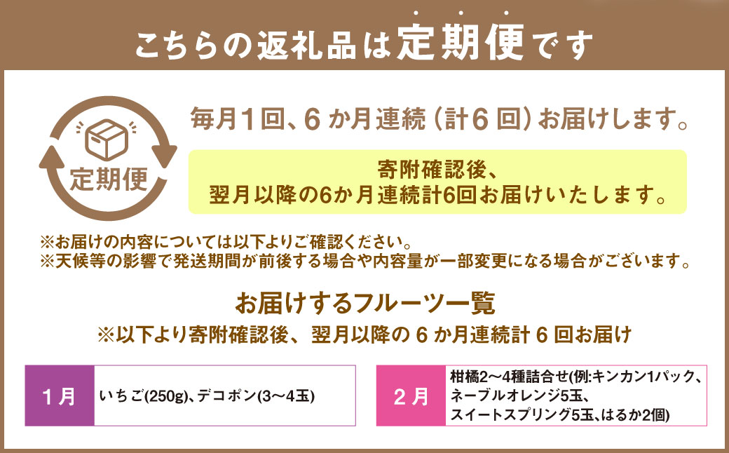 【6か月連続定期便】熊本便り！旬のフルーツ詰め合わせ定期便