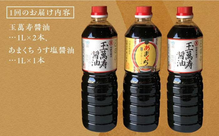 【全3回定期便】一度使うと手放せない！！リピーター続出のお醤油堪能セット 1L×3本 醤油 減塩 健康 濃口 和食 江田島市/有限会社濱口醤油[XAA023]