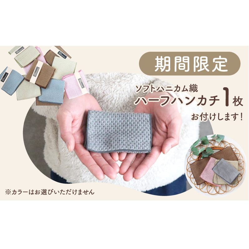 【ソフトハニカム】泉州南部織 ミニバスタオル 5枚（ホワイト）+ソフトハニカム織ハーフハンカチ1枚＜スピード発送＞ G1946_イメージ5