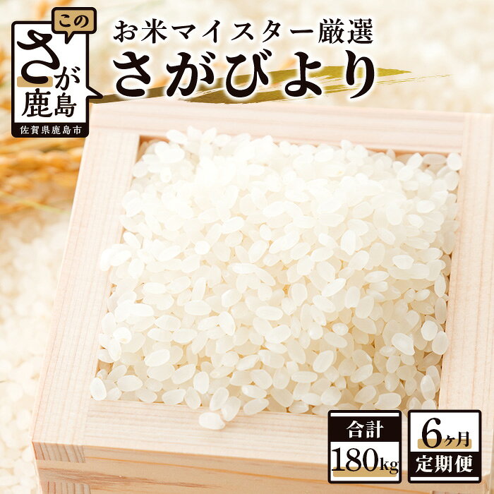 【ふるさと納税】【6ヶ月定期便】鹿島市産 さがびより 白米 30kg×6回 定期便 6か月 合計180kg 合計6回発送 お米 米 精米 国産 九州産 佐賀県 鹿島市 送料無料 V-2