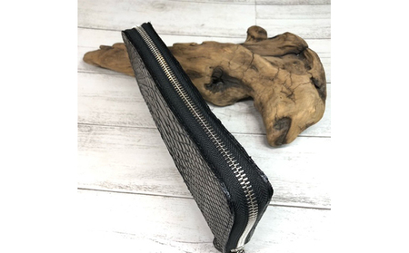 財布 墨染パイソン×墨染牛革のフルラウンドファスナー財布 長財布 ヘビ 革小物 蛇 モラレスパイソン 革製品 日用品 雑貨 