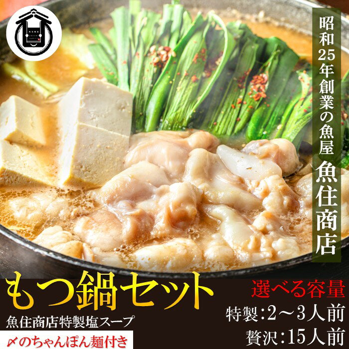 【ふるさと納税】魚住商店特製塩もつ鍋セット・〆のチャンポン麺付き（選べる容量）