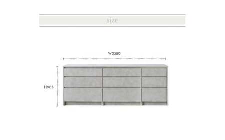 NOT カウンター 引出タイプ 238cm シェルホワイト ソフトクローズレール カウンター下 家具 日本製 国産