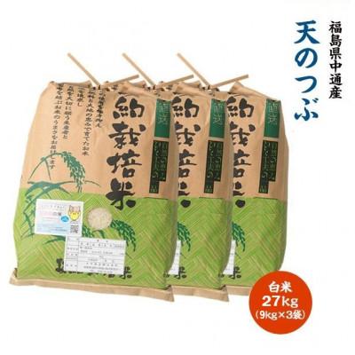 ふるさと納税 須賀川市 令和7年産須賀川市産天のつぶ　精米27kg(9kg×3袋)