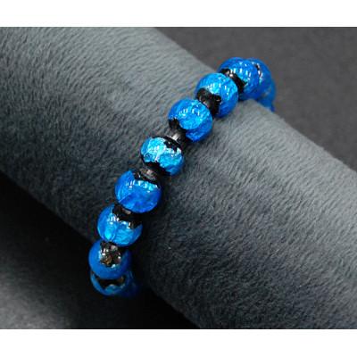 ふるさと納税 忠岡町 沖縄の伝統工芸!琉球とんぼ石/ホタルガラス 10mm 数珠ブレスレット 青 |  | 01