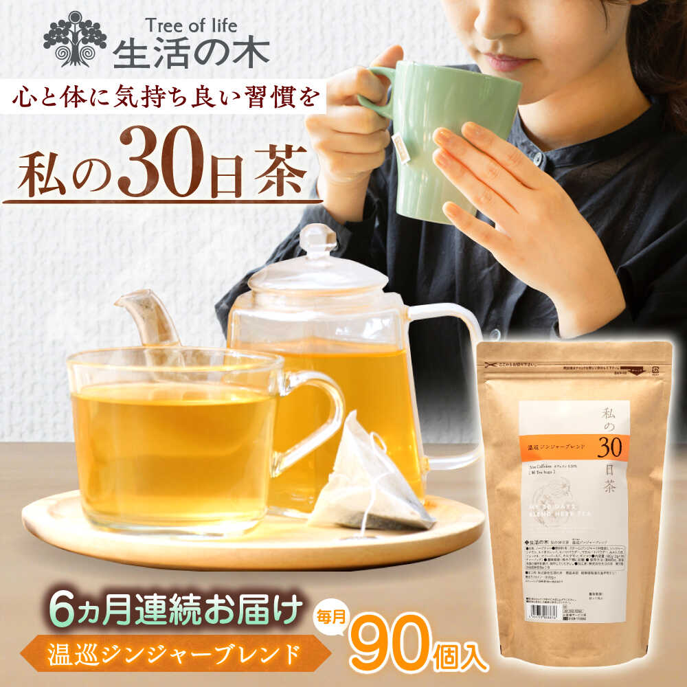【ふるさと納税】【6回定期便】 私の30日茶 温巡ジンジャーブレンド 90個入(90日分) 瑞浪市 / 生活の木 瑞浪ファクトリー直送 ブレンドティー お茶[AZBE062]