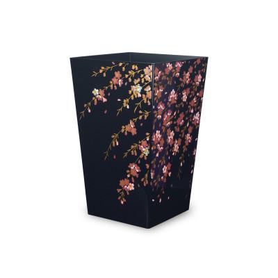 ふるさと納税 和歌山市 蒔絵調 ダストボックス M角 6.7L 桜ブラック 和室に日本の美を添えるくず入れ