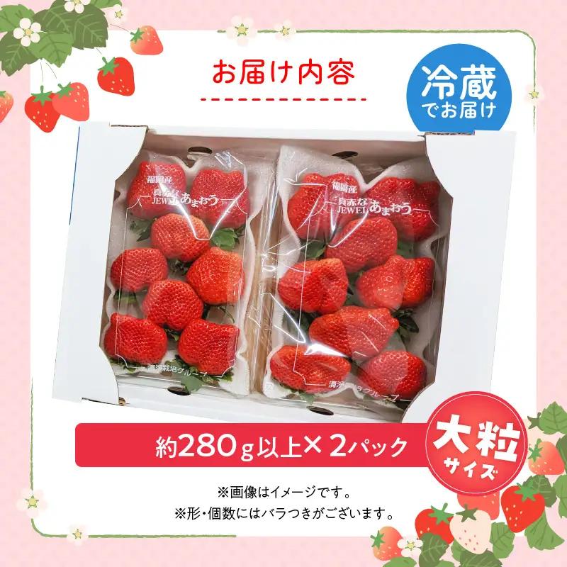 福岡県産あまおういちご　約280g以上×2パック（大粒）【12月～2月発送】_いちご あまおう 約280g 以上 × 2パック 約560g 大粒 果物 フルーツ みずみずしい ジューシー 甘み 酸味 