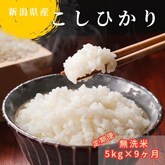 
無洗米 定期便 5kg×9か月 (計 45kg) 新潟県産 コシヒカリ 令和6年産 精米したてをお届け 新潟のど真ん中 見附市 こしひかり
