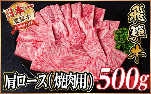 
                  飛騨牛　厳選肩ロース(焼肉・BBQ用)500g　A4～A5等級　黒毛和牛【1543801】
                