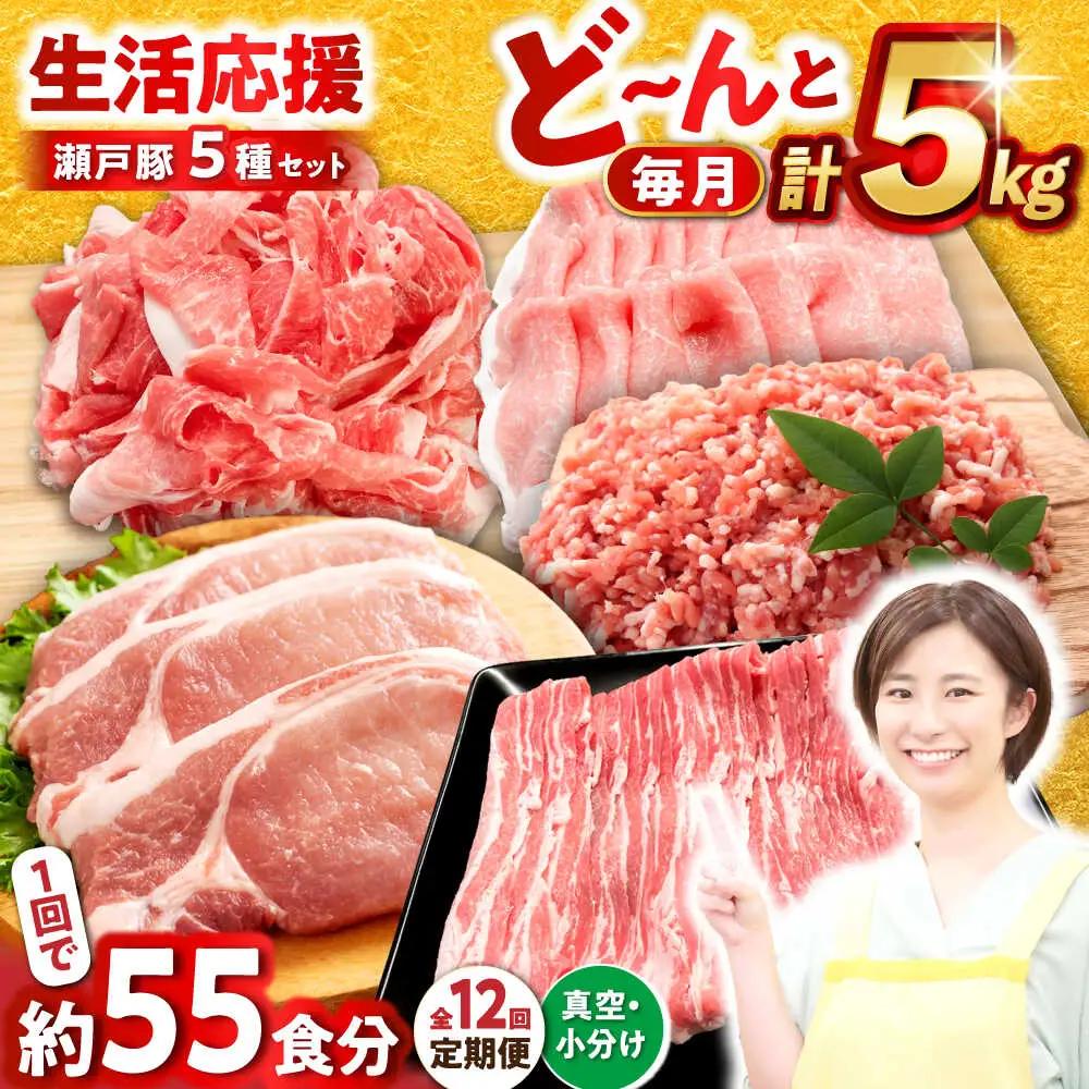 【全12回定期便】瀬戸豚 生活応援セット 計5kg / 豚肉 しゃぶしゃぶ セット [BBBQ218] 豚肉定期便