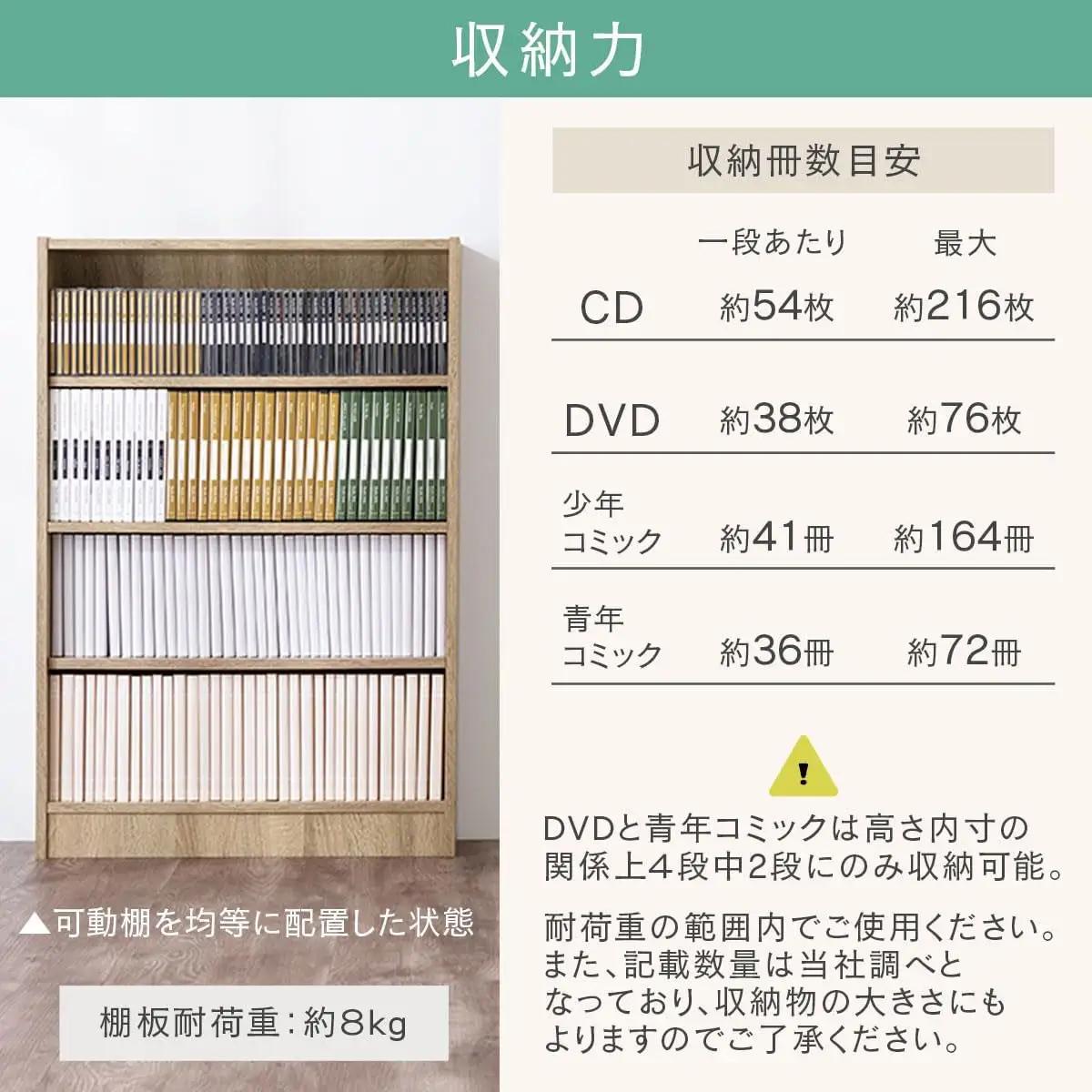 【完成品でお届け】薄型本棚 木製マルチラック（オーク）カラーボックス スリム 本棚 4段 大容量 収納棚 可動棚 幅60cm 省スペース 漫画収納 スリム本棚 薄型 ラック 木製 コミック収納 収納 