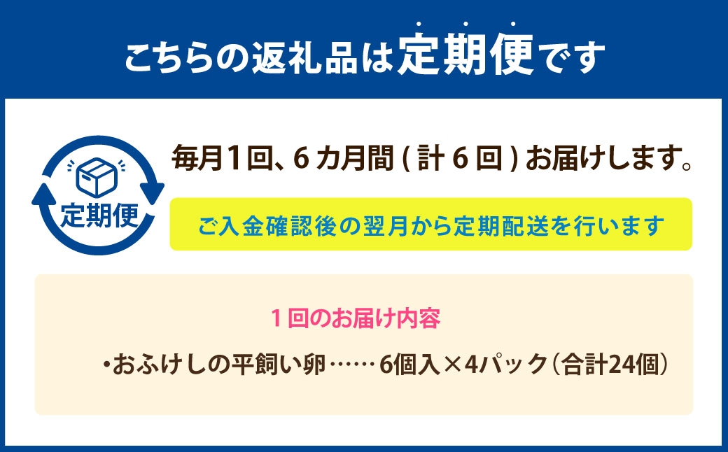 北海道豊浦おふけしの平飼い卵24個6回定期1ヶ月毎