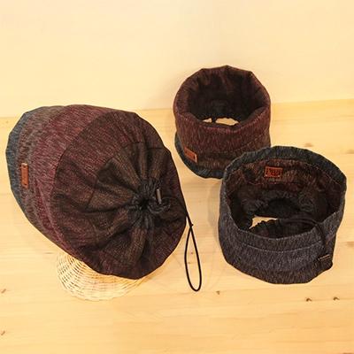 ふるさと納税 大刀洗町 「ルチューブ(R)」ネックウォーマー / キャップ　表裏赤と青系ストライプ　リバーシブル