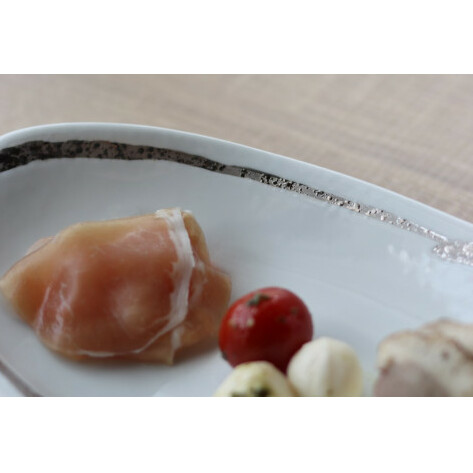 有田焼 シルバー・ブルーライン オーバルプレート 2枚セット 山忠 器 食器 皿 楕円 前菜 サラダ皿 おしゃれ 可愛い A25-389_イメージ3