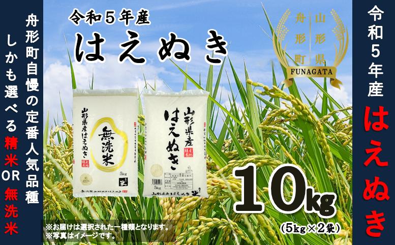 
【令和5年産米】はえぬき10kg（5kg×2袋）　選べる 精米or無洗米
