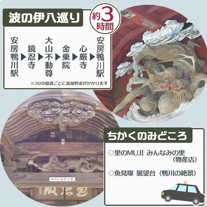 【千葉県鴨川市】観光タクシー貸切利用券 ３時間（定員４名／１台）　[0081-0001]