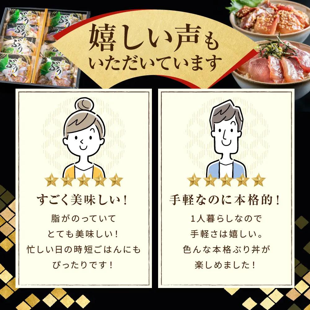 富山湾の天然ぶり丼セット 8袋 | ブリ ぶりづけ なめろう ごま漬け 冷凍 丼の具