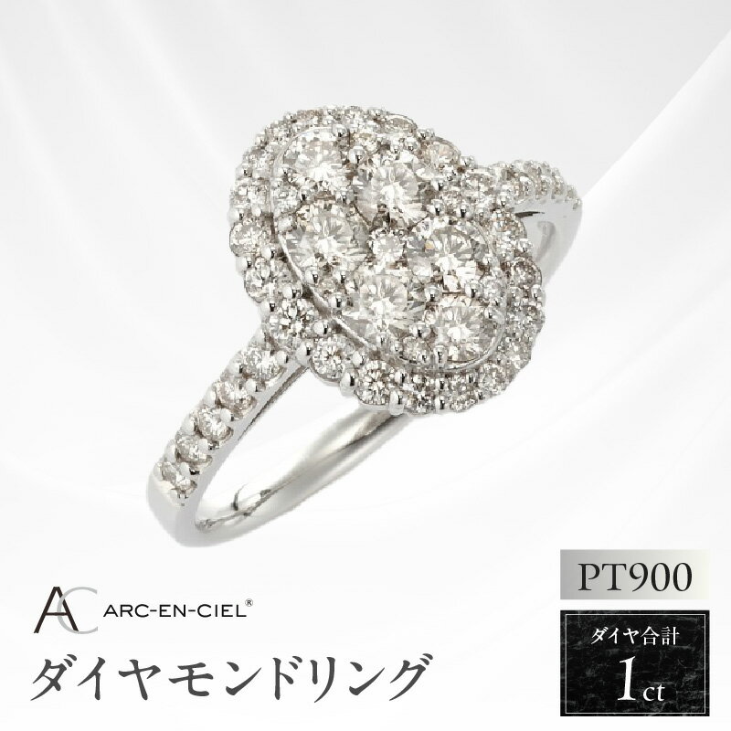 【ふるさと納税】ダイヤモンド リング 計 1.0ct ARC-EN-CIEL 天然 ダイヤ プラチナ ジュエリー 指輪 アルカンシェル オーバルシェイプ アクセサリー 宝石 プレゼント用 レディース ギフト用 女性 8号 ～ 16号 鑑別書付き 大阪府 泉佐野市 送料無料