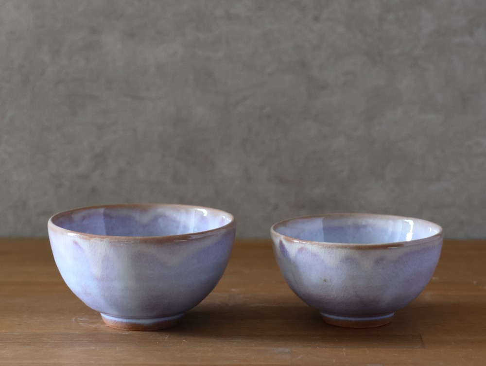 
            萩焼 セット 組飯碗 粉引紫 茶碗  器 工芸品　｜HG000931
          