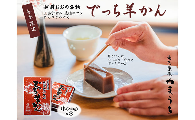 
                  老舗和菓子店　福井県大野市冬の名物 でっち羊かん 小サイズ（約240g）×3箱
                