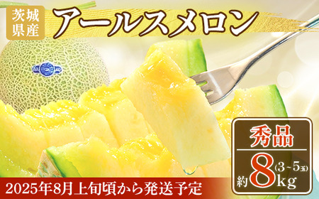【ふるなびWEEK対象】015 アールスメロン 秀品 約8kg 3～5玉 茨城県 JA水戸産 めろん 果物 フルーツ 先行予約 2025年8月上旬頃より順次発送予定