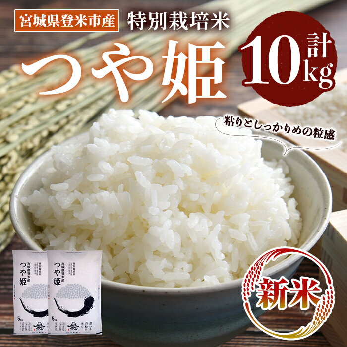 【ふるさと納税】＜先行予約！2025年10月以降順次発送予定＞≪令和7年産 新米≫ 特別栽培米 つや姫 10kg (5kg×2袋) 登米市産 お米 おこめ 米 コメ 白米 ご飯 ごはん おにぎり お弁当 【登米ライスサービス株式会社】tm155