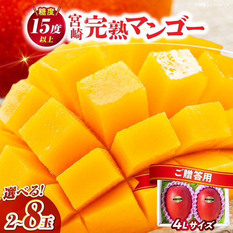【ふるさと納税】【選べる内容量】★特大サイズ★累計11,000玉申込突破!!【数量限定】糖度15度以上の宮崎完熟マンゴー4L×2玉入 果物 フルーツ マンゴー 宮崎 完熟マンゴー デザート 特産品 ふるさと おすすめ ギフト プレゼント 贈り物 贈答 宮崎県 串間市