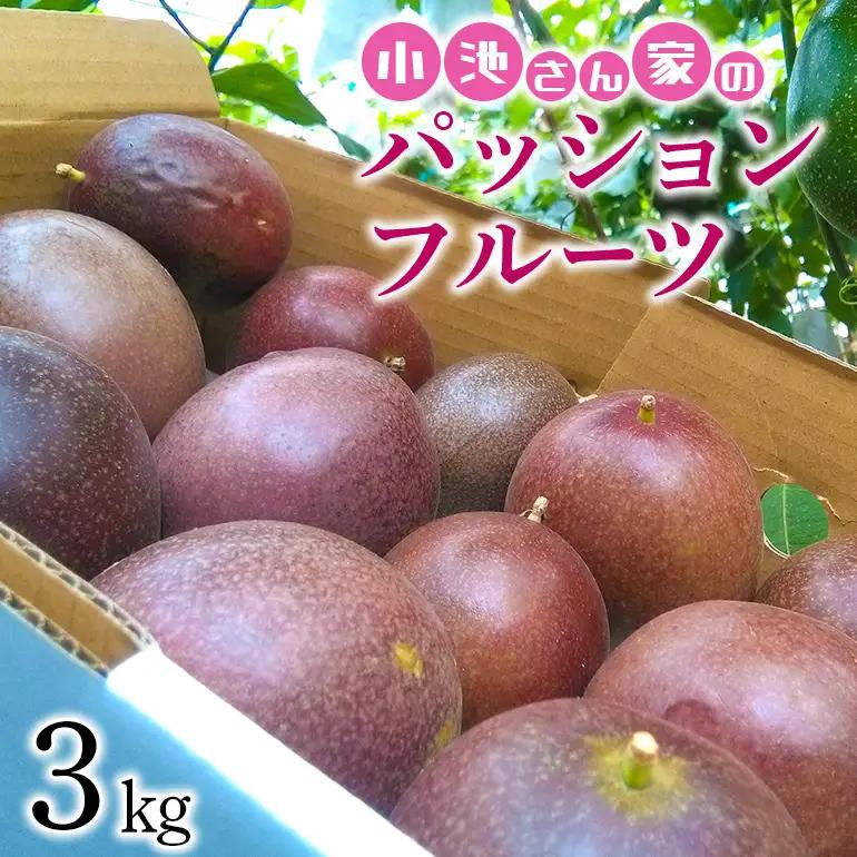 【先行予約2026年発送】小池さん家の パッションフルーツ 約 3kg ( 30玉 以上 ） 果物 フルーツ くだもの 3キロ 沖縄 果実 南国フルーツ 沖縄県産 美味しい 甘い あまい 甘み 酸味 爽やか 産地直送 農家直送 産直 家庭用 沖縄県 糸満市 126-6