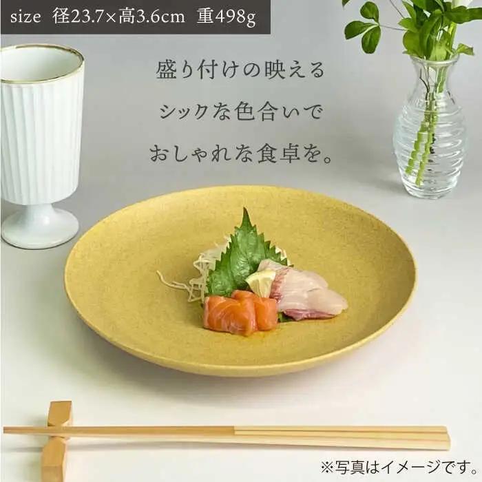 【波佐見焼】Shabbyカラー 24cm プレート マスタード 2枚セット 大皿 パスタ皿 食器 皿 【和山】 [WB137]  波佐見焼