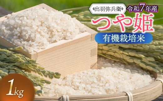 【令和7年産】【新米】有機栽培米 つや姫　白米　1kg　山形県鶴岡市産　出羽弥兵衛