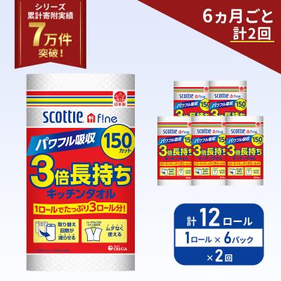 ふるさと納税 岩沼市 定期便 キッチンペーパー 6P入 キッチンタオル スコッティ 《計2回》[No.5704-1093]