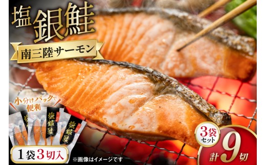 鮭 切り身 塩銀鮭パック 3切 ×3袋 計9切 [たみこの海パック 宮城県 南三陸町 m304amh560065] サーモン 銀鮭 塩銀鮭 シャケ 切身 さけ サケ 国産 小分け 個包装 冷凍
