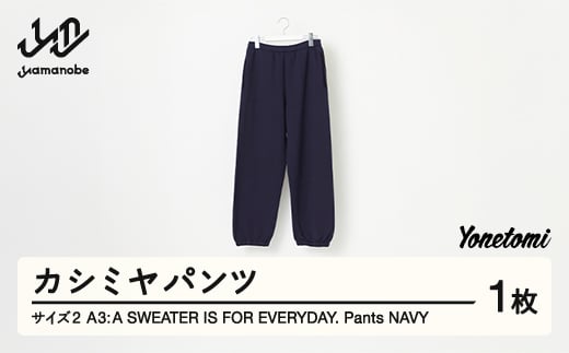 ≪先行予約≫ A3: A SWEATER IS FOR EVERYDAY. Pants NAVY ネイビー カシミヤ パンツ ズボン 服 洋服 ユニセックス メンズ レディース ブランド 数量限定 山形県 山辺町 サイズ2 yt-septn2