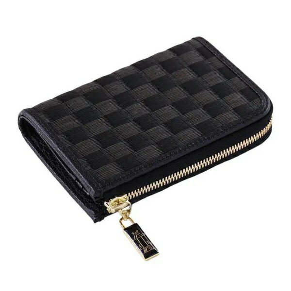 【ふるさと納税】L字ファスナー財布 かぎろひ・黒 ／ 織田畳店 葵 Aoi ハンドメイド 二つ折り 財布 畳 セキスイ樹脂製表 本革 奈良県 田原本町