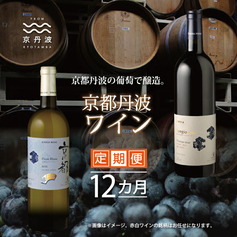 【ふるさと納税】【定期便】丹波ワイン 12カ月 定期便 【 ワイン定期便 丹波ワイン 国産ぶどう使用 国産ワイン 京都 丹波 自社農園 白ワイン 赤ワイン ワイン 】※北海道・東北・沖縄・その他離島へは配送不可