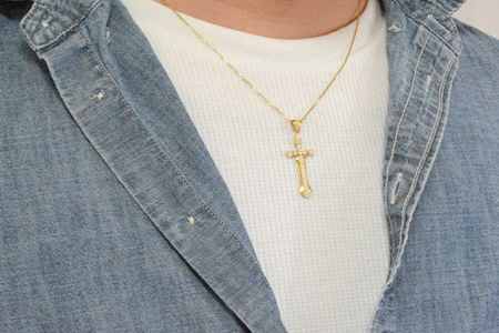 メンズ クロスネックレス ダイヤモンド ダイヤ k18 18k 18金 イエローゴールドk18 ペンダント クロスペンダント 十字架 no.134000y [シエロ 山梨県 中央市 21471004]