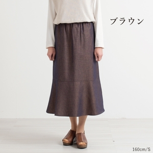 三河木綿　フレアスカート_3L / ブラウン【G0669】