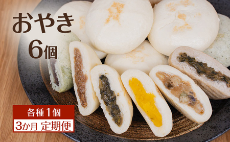 おやき6個 3か月定期便 詰め合わせ 各種1個 食べ比べ 種類豊富・懐かしい味 モチモチ食感 冷凍で手軽 ランチ・おやつ・総菜に 長野 信州 郷土料理