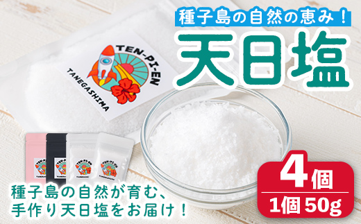 n455 種子島の自然の恵み！天日塩(計200g・50g×4個) 国産 種子島 天日干し 塩 ソルト 調味料 ミネラル 常温 【株式会社MAOMO FOODS】