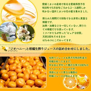 みかん蜂蜜「ジオハニー」170g×２瓶と柑橘生搾りジュース720ml×１本のセット USS0004