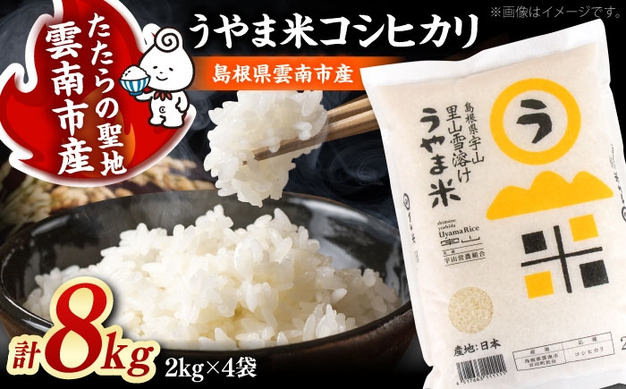 
                  【令和8年産 コシヒカリ 新米 先行予約】 8kg（2kg×4袋）うやま米 島根県雲南市産 白米 精米 米 お米 新米コシヒカリ こしひかり 8キロ 国産米【2026年9月下旬以降順次発送】 [AIDB018-r8]
                