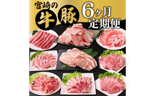 MCT6UB-69 【定期便・全6回】宮崎牛・宮崎県産豚肉 6ヶ月定期便！6.9kg