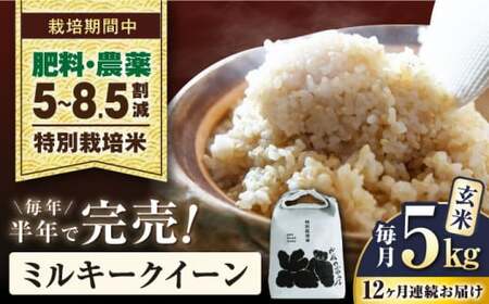 【令和7年産新米】【全12回】特別栽培米ミルキークイーン　5kg玄米×12回[AQCP029] 玄米 