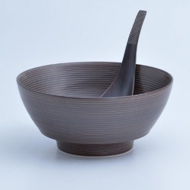 
            【セット】有田焼【李荘窯】錆千段 ラーメン鉢・レンゲ セット
          