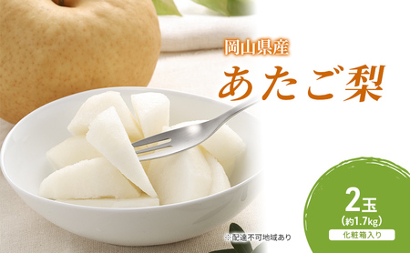梨 2026年 先行予約 あたご梨 2玉（約1.7kg） 化粧箱入り  岡山県産 梨