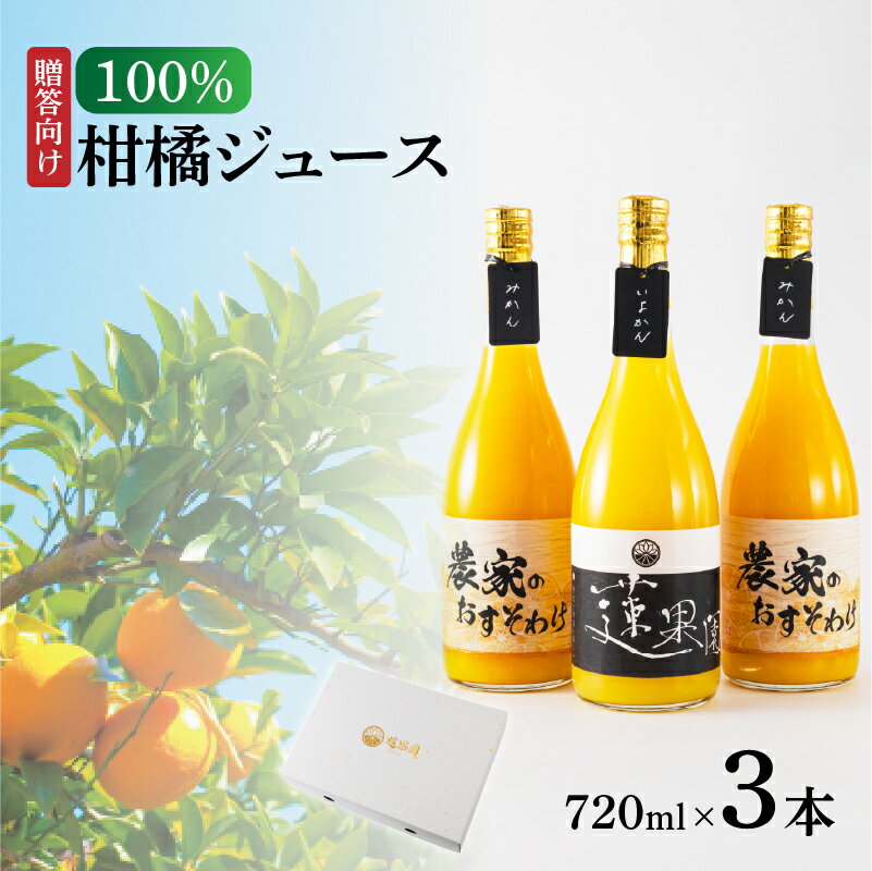 【ふるさと納税】 100%柑橘ジュース720ml 3本セットご贈答向け 化粧箱入り | 果物 くだもの フルーツ おすすめ 人気 お取り寄せ ジュース ギフト 蓮果園 愛媛県 松山市