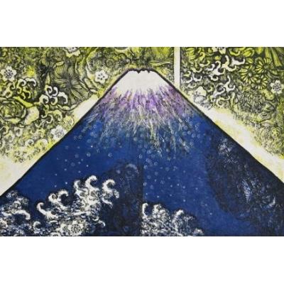 ふるさと納税 境町 【数量限定】【木版画家・冨張廣司】波・花ふじ(28cm×40cm・額付)