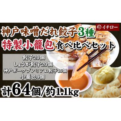 ふるさと納税 神戸市 [ギョーザ専門店イチロー製] 神戸味噌だれ餃子3種(計55個)&amp;特製小籠包9個セット
