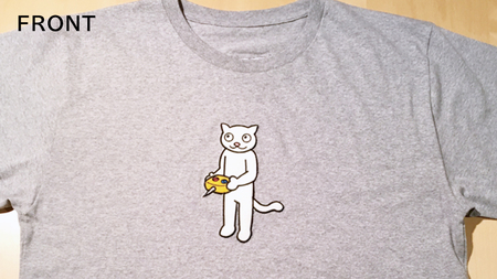「 ギャラリーおたさく 」 おたさく Tシャツ ドローン 男女兼用 Mサイズ / グレー 名画 キャラクター グッズ 猫 ねこ 絵画 かいが 猫絵 半袖  カジュアル キュート かわいい 男女兼用 ユ